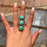 RH Metalsmith®  American Turquoise Sterling Silver Ring Three Stone Pillar