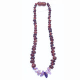 Canyon Leaf™ Baltic Amber + Amethyst Teething Necklace Cognac