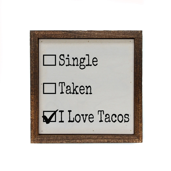 Driftless Studios® Inset Wooden Box Sign - I Love Tacos