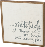 Primitives by Kathy® Inset Box Sign "Gratitude"