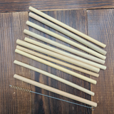 Elyon® Reusable Natural Bamboo Straws - 10 Pack with Cleaning Brush