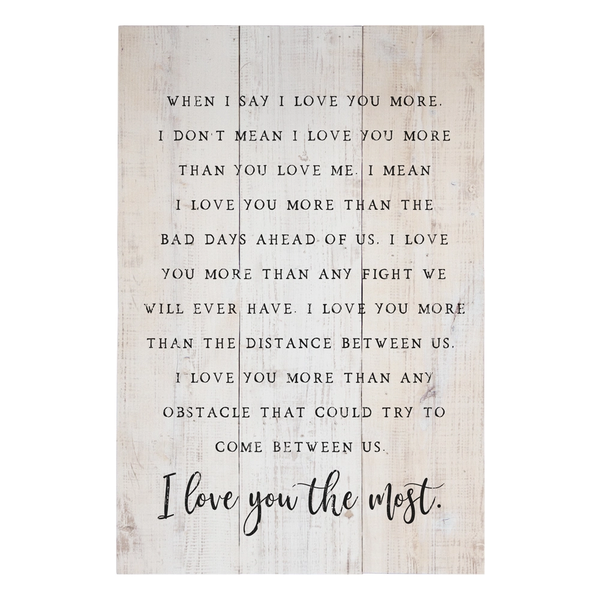 Sincere Surroundings® Wooden Pallet Sign- I love you the most