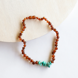 Canyon Leaf™ Baltic Amber + Amazonite Teething Necklace
