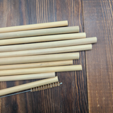 Elyon® Reusable Natural Bamboo Straws - 10 Pack with Cleaning Brush